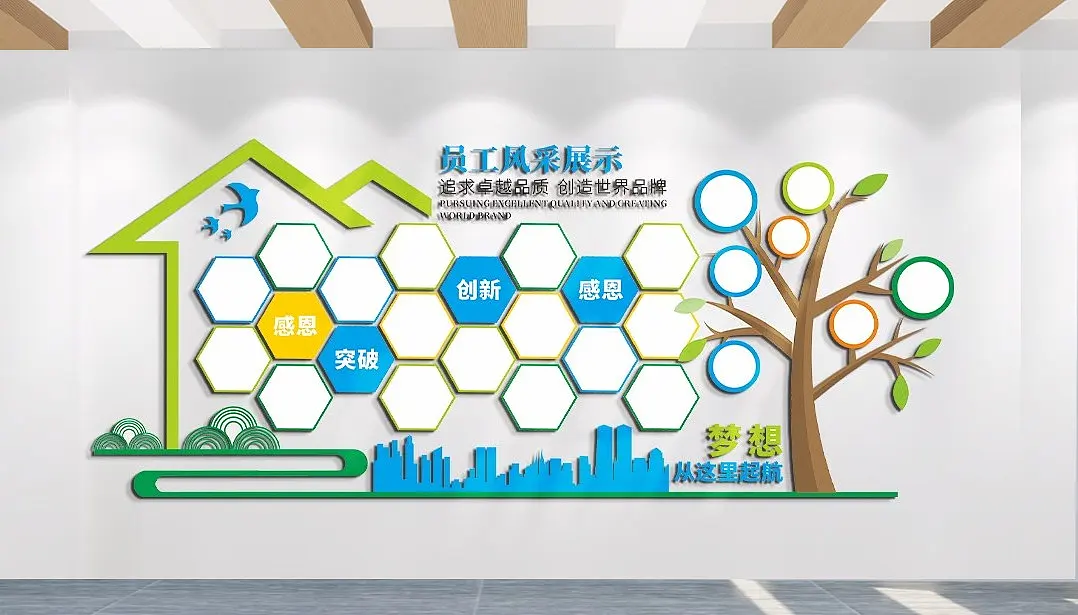 员工风采展示企业文化墙员工照片墙