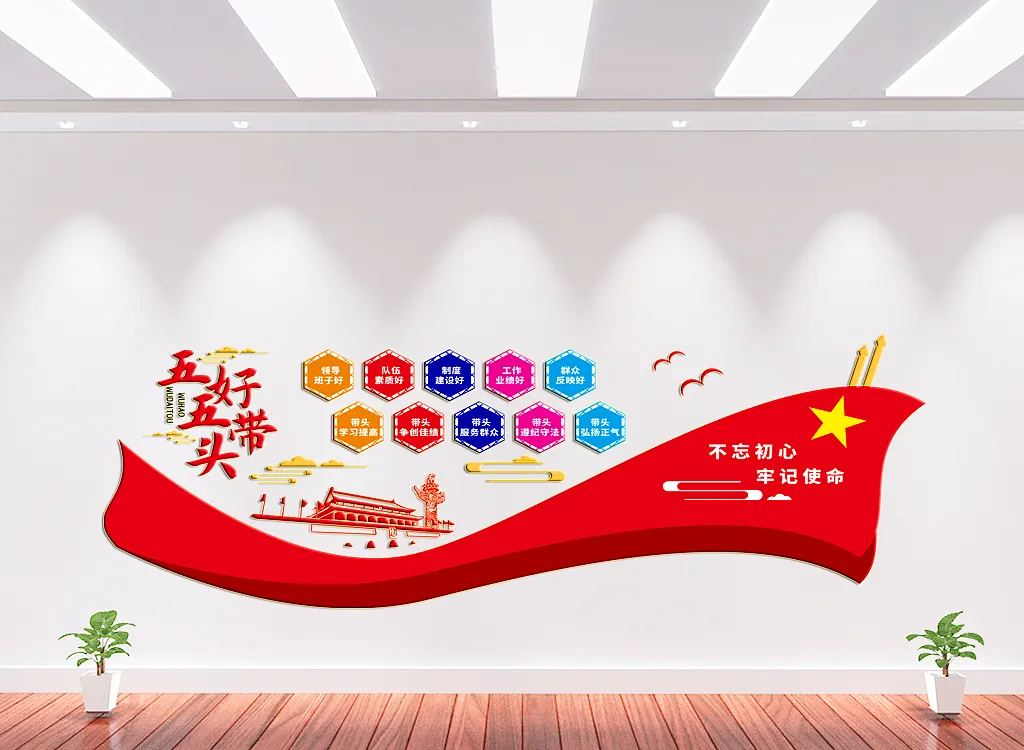 五好五带头党建文化墙-图巨人