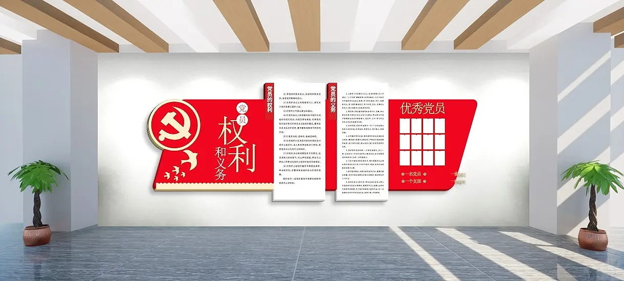 党员权利义务党建文化墙活动室背景墙