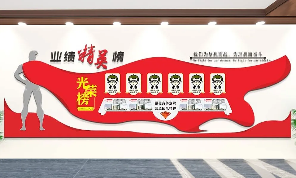 红色公司业绩榜文化墙-图巨人