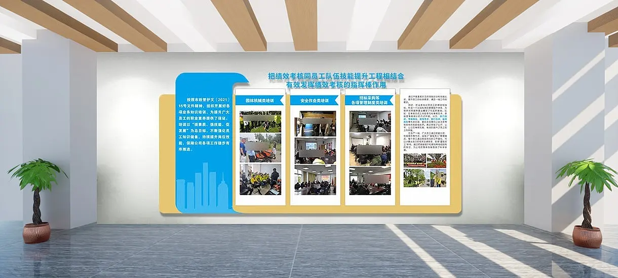 蓝色大气员工风采企业文化墙