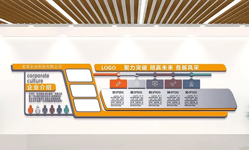 黄色大气企业介绍公司文化墙