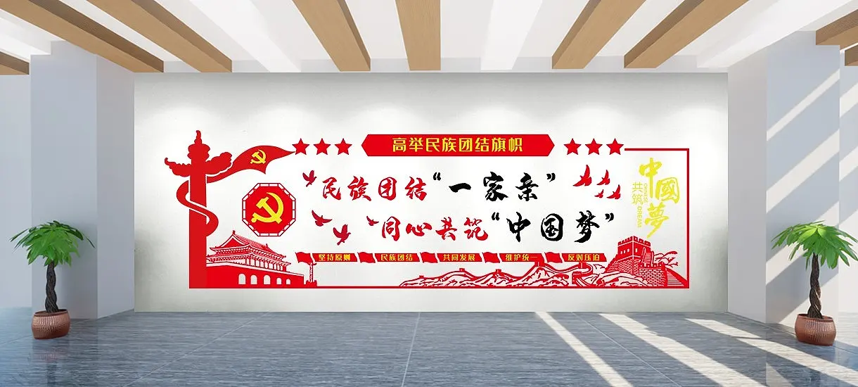 民族团结背景墙形象墙党建文化墙
