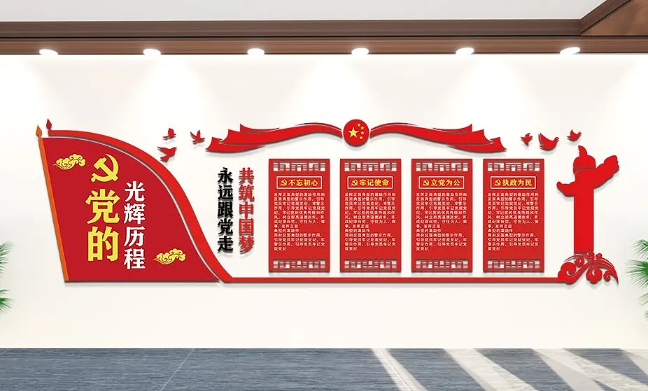 党历程党建宣传文化形象墙中国红文化墙