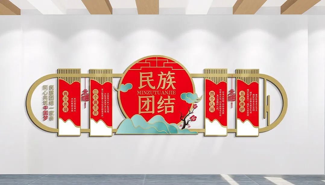 不忘初心牢记使命民族团结一家亲文化墙主题