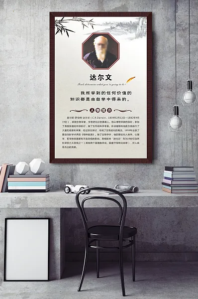 校园文化名人百家达尔文海报-图巨人
