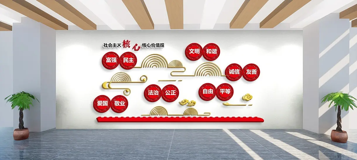 核心价值观党建文化墙活动室背景墙