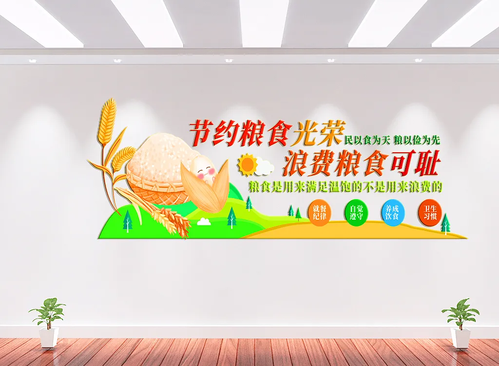 节约粮食宣传文化墙-图巨人