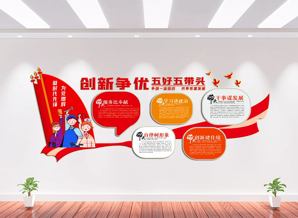 五好五带头党建文化墙-图巨人
