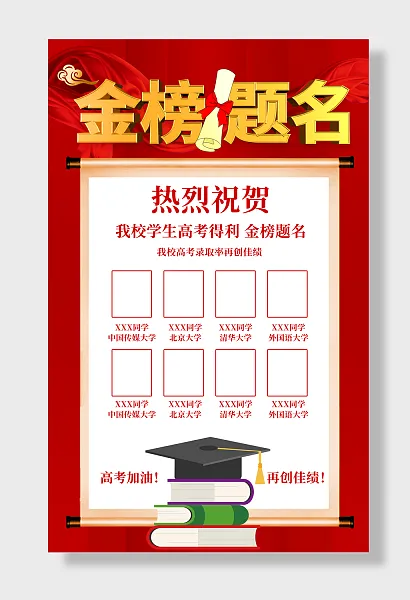光荣榜宣传热烈祝贺金榜题名光荣榜宣传海报-图巨人