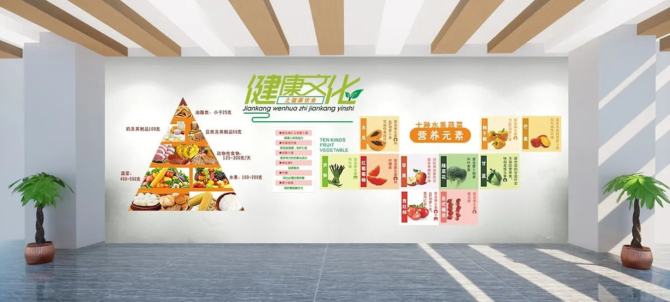 饮食健康文化墙设计小学校园文化完整设计提案稿-图巨人