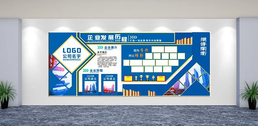 企业发展历程文化墙背景墙