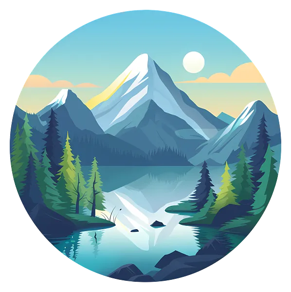 山背景山湖景观树木山-宁静的山湖与清澈的蓝天-图巨人