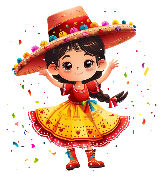 FestaJunina-身穿墨西哥传统服饰的年轻女孩跳舞-图巨人