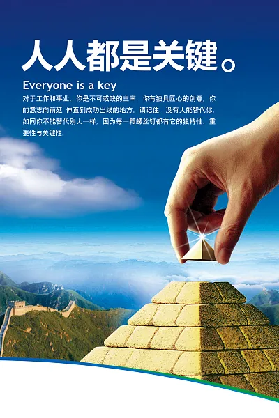 人人都是关键蓝色企业文化海报-图巨人