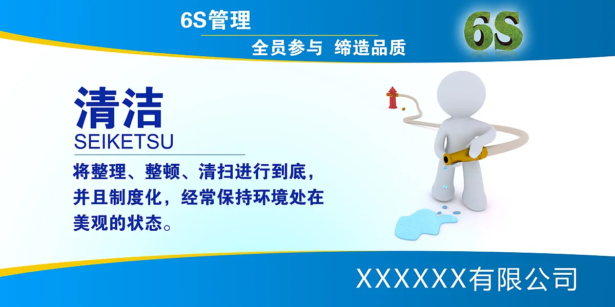 清洁企业6S管理宣传展板设计-图巨人
