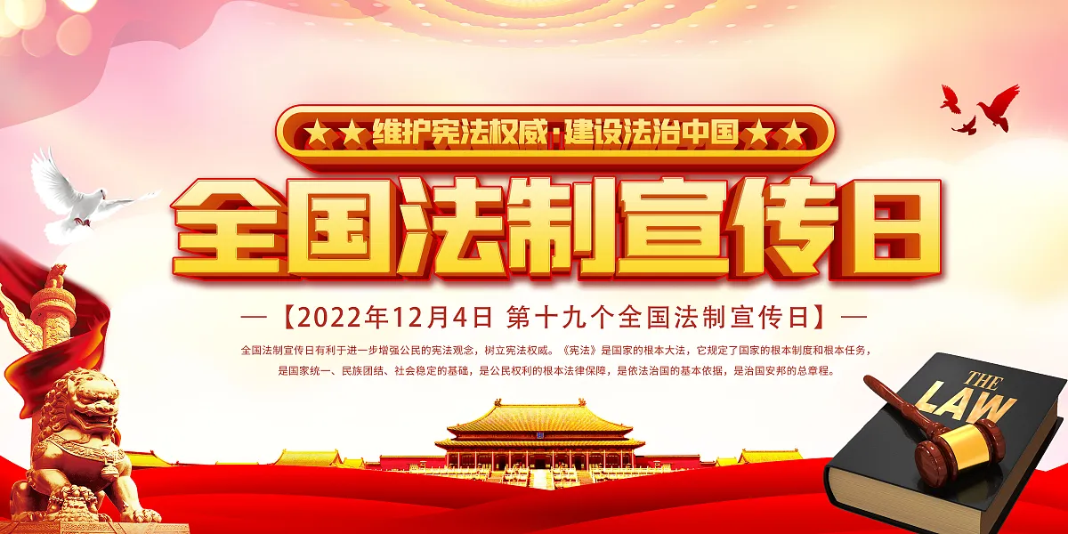 红色12.4国家宪法宣传日法制展板-图巨人