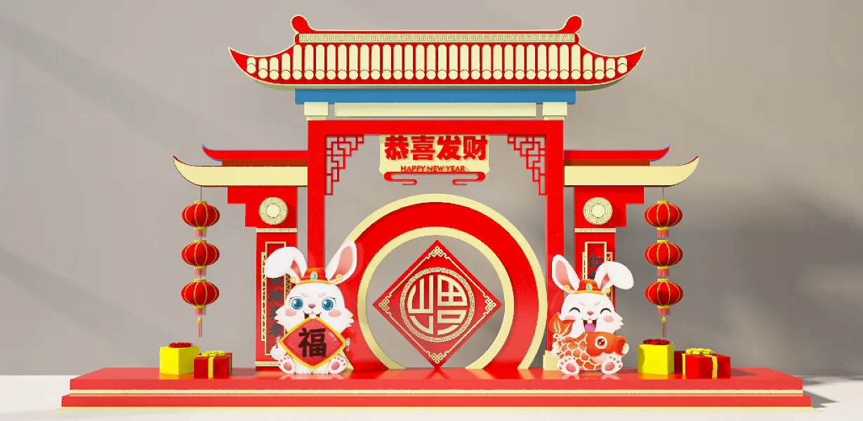 兔年商场新年美陈设计-图巨人