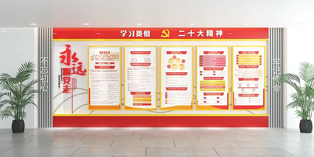 深入学习党的二十大报告精神党建文化墙-图巨人