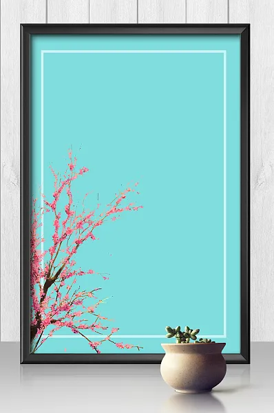 简约蓝色花朵手绘背景-图巨人