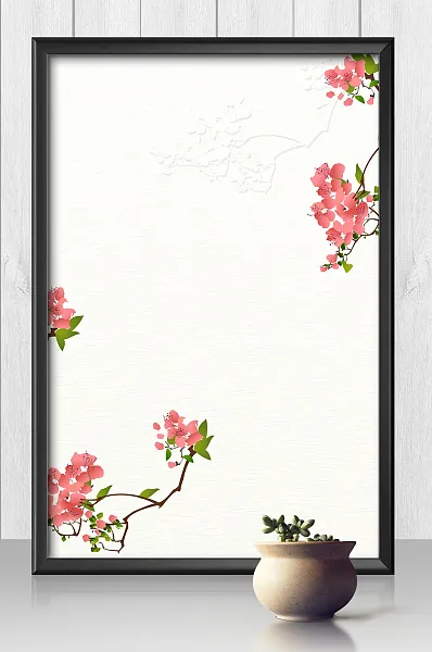 白色简约手绘花卉背景-图巨人