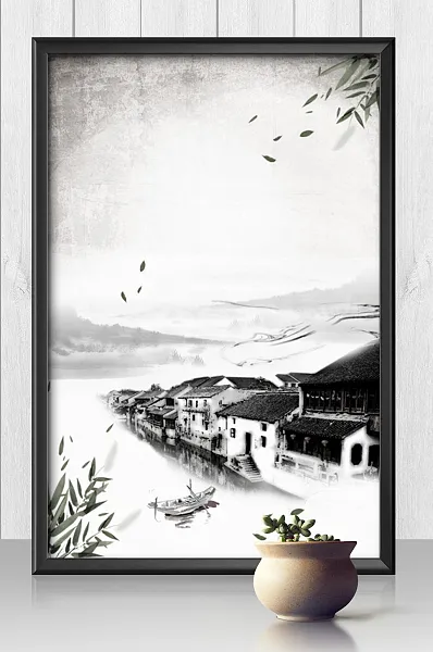创意意境水墨山水背景-图巨人