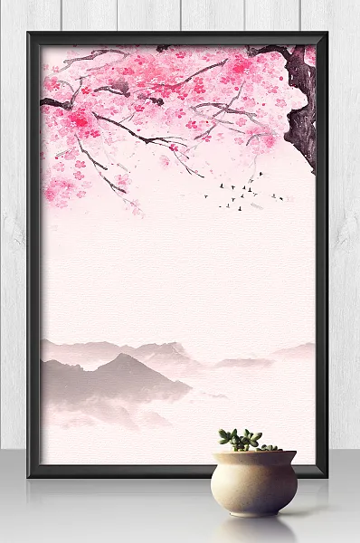 浪漫粉色桃花背景设计-图巨人