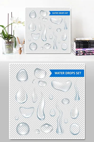 矢量水珠水滴透明素材-图巨人