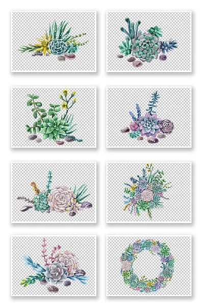 简约大气多肉植物元素-图巨人