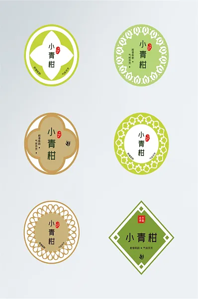 绿色茶的小型不干胶贴片-图巨人