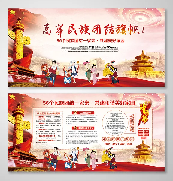 高举民族团结旗帜党建展板-图巨人