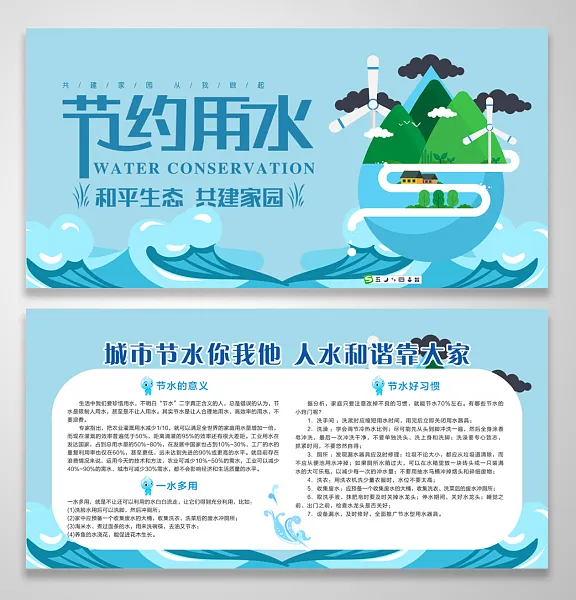 节约用水宣传展板模板-图巨人