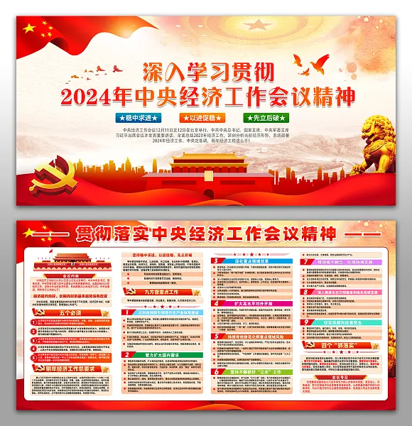 中央经济工作会议精神党建宣传栏展板-图巨人