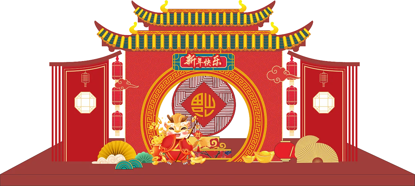龙年新年2024红色中式美陈-图巨人