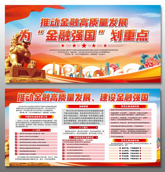 学习推动高质量发展金融强国展板-图巨人