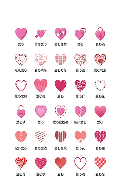 爱心虚线框粉嫩爱心电子商务图标-图巨人