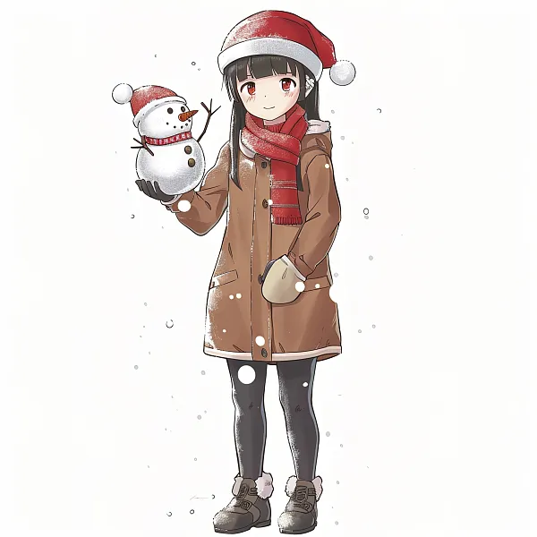 雪人节日卡通人物可爱插画圣诞-图巨人