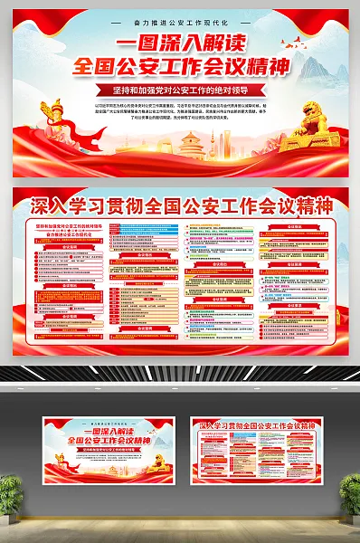 全国公安工作会议精神展板14-图巨人