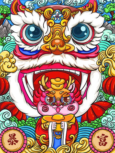 卡通手绘新年插画设计-图巨人