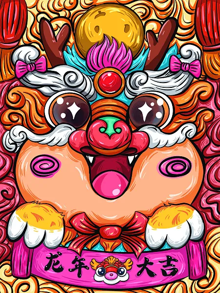 卡通手绘新年插画设计-图巨人