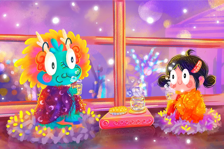 卡通手绘新年插画设计-图巨人