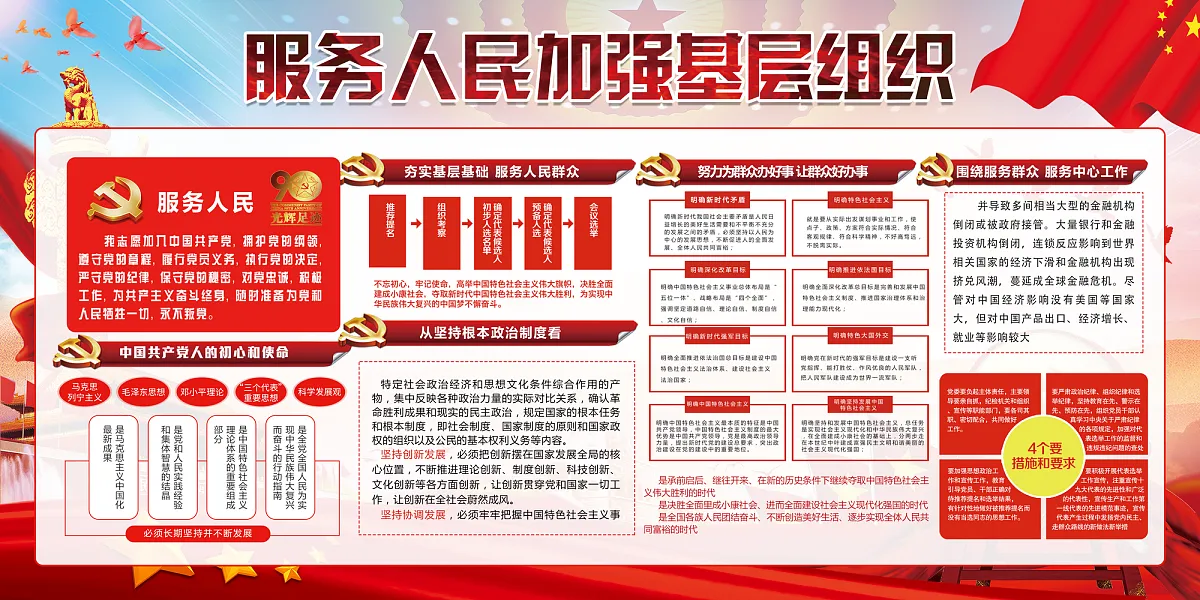 大气加强党基层组织宣传展板-图巨人