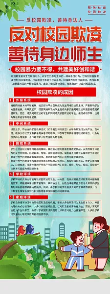 大气预防校园暴力杜绝校园欺凌易拉宝2-图巨人