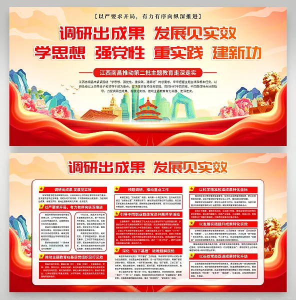 大气调研出成果发展见实效展板1-图巨人
