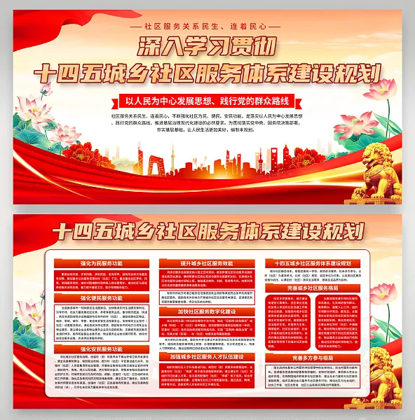 大气十四五城乡社区服务体系建设规划宣传栏20-图巨人