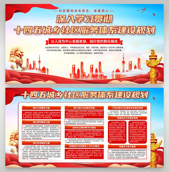 大气十四五城乡社区服务体系建设规划宣传栏7-图巨人