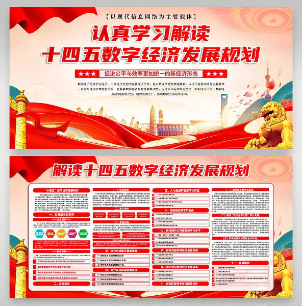 大气十四五数字经济发展规划展板11-图巨人