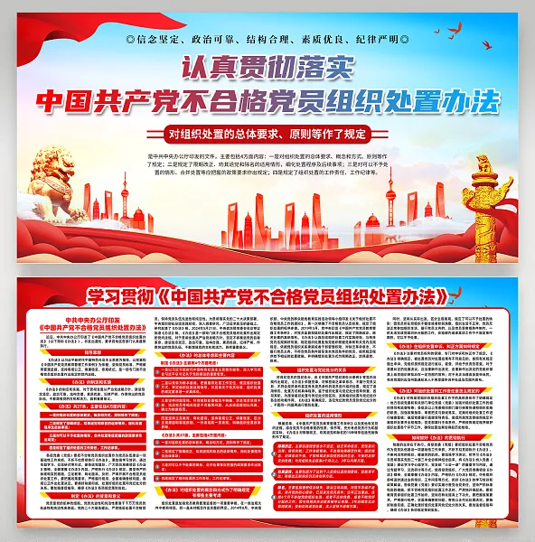 时尚不合格党员组织处置办法展板4-图巨人