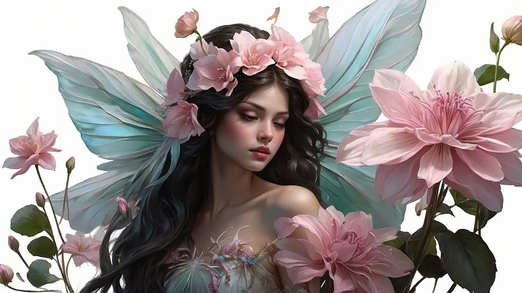 女士 自然 美丽 花朵 女性 女孩 肖像 Ai产生的 盛开-图巨人