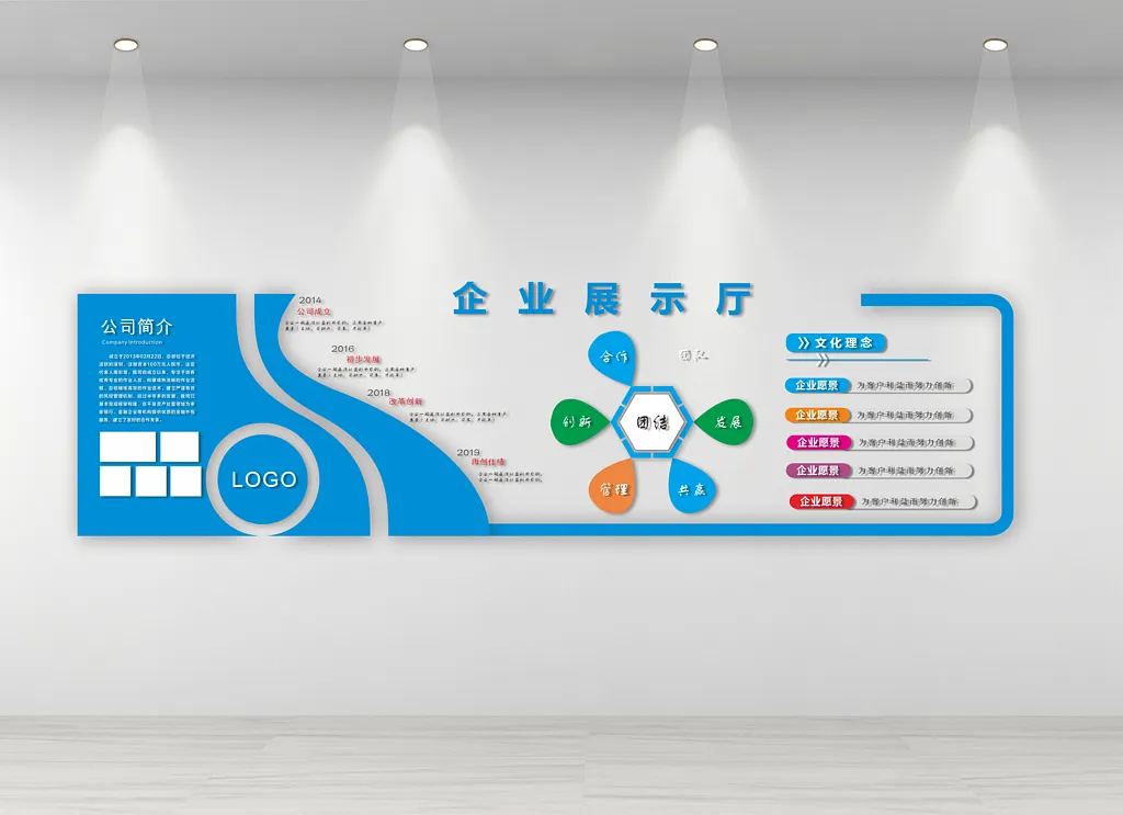 简约企业简介形象文化墙